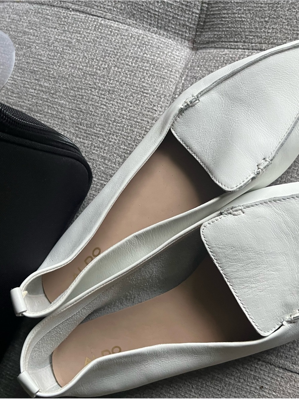 Aldo White Leather Slip-On Loafers
